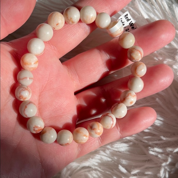 unbranded Jewelry - NWT Natural Red Web Jasper Bead Bracelet